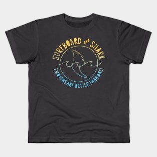 Surfboard And Shark Funny Summer Beach Kids T-Shirt